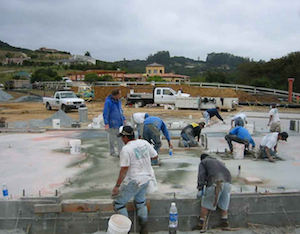 Great Employees Laying Decorative Concrete foundation 