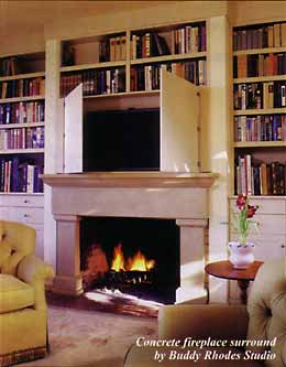 Concrete fireplace surround by Buddy Rhodes Studio