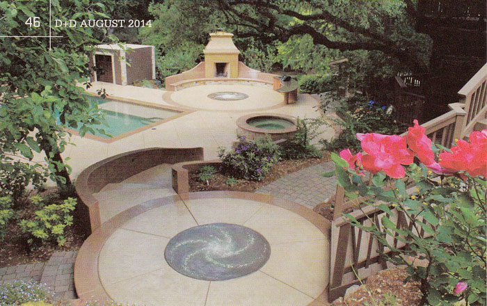 2014 August Durability Design Decorative Concrete Pool Deck Fireplace Luminescent Concrete Medallions