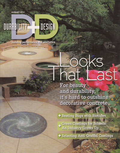 Tom Ralston Concrete Featured on the cover of August 2014 Durability + Design Magazine