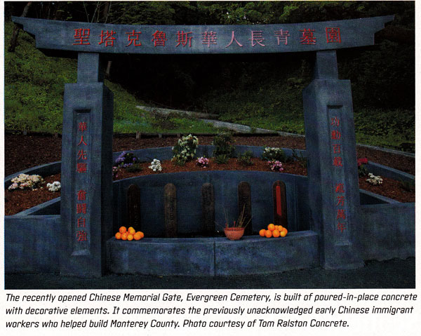 August 2014 Profiles in Decorative Concrete and the Evergreen Chinese Memorial