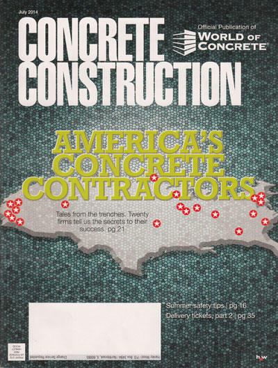 July 2014 Tom Ralston Concrete featured in Concrete Construction Magazing