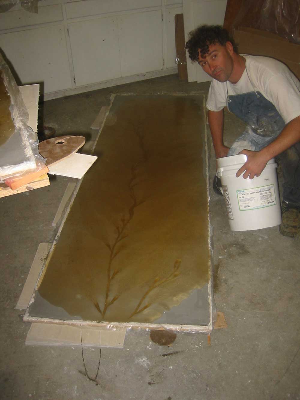 making custom rubber stamps for decorative concrete seaweed floor