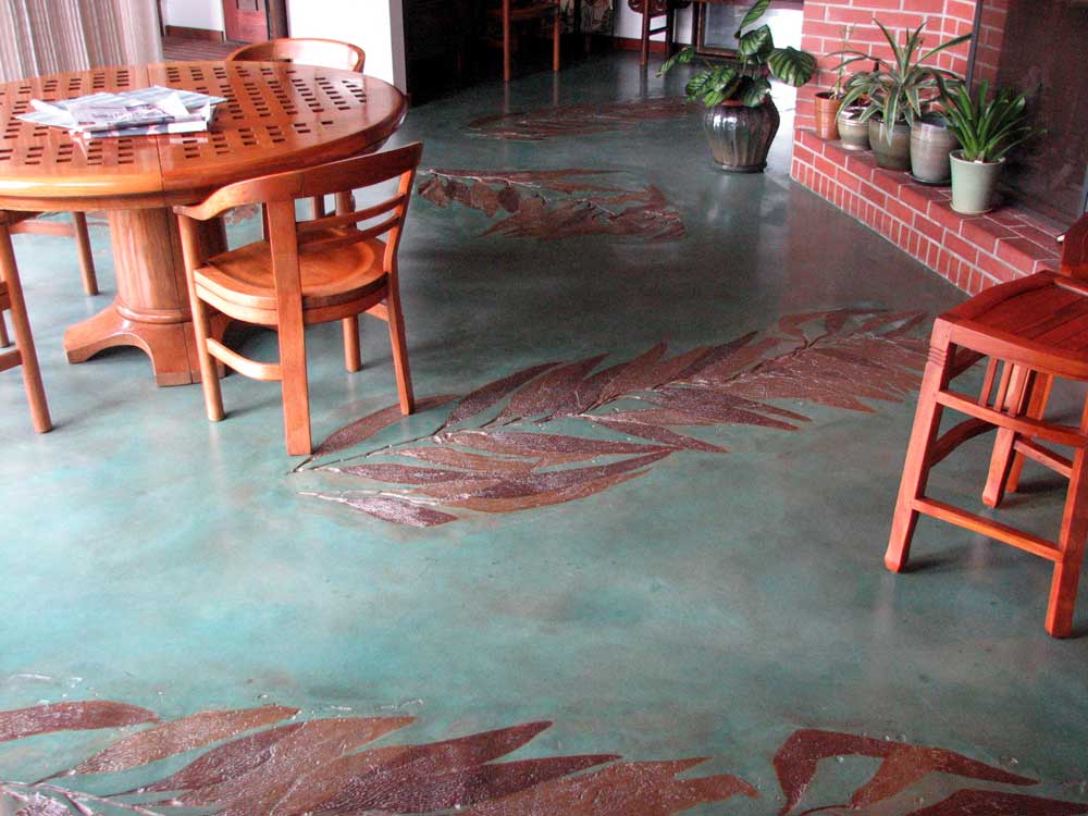 Stamped seaweed interior decorative concrete floor